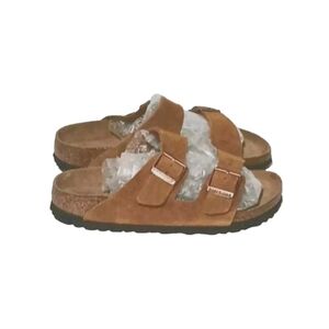 Birkenstock Arizona SFB Suede Leather Mink Brown Leather Women Sandals L5 NEW
